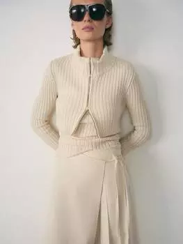 Текстурированный джемпер на молнии из лупе Mango, белый