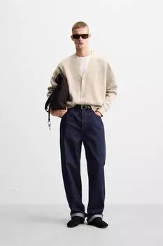Текстурированный хлопковый кардиган ZARA, бежевый