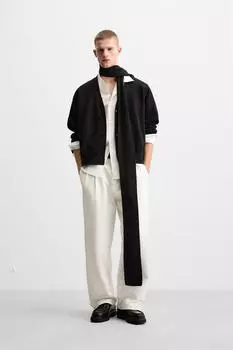 Текстурированный хлопковый кардиган ZARA, черный