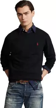 Текстурированный хлопковый свитер с круглым вырезом Polo Ralph Lauren, цвет Polo Black