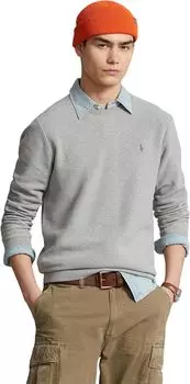 Текстурированный хлопковый свитер с круглым вырезом Polo Ralph Lauren, цвет Andover Heather