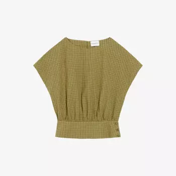 Текстурированный хлопковый топ с баской Claudie Pierlot, цвет verts