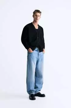 Текстурированный кардиган ZARA, черный