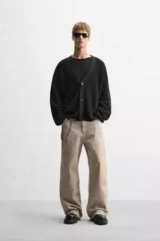 Текстурированный кардиган ZARA, черный