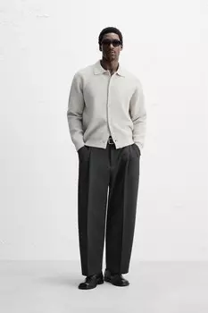 Текстурированный кардиган ZARA, светло-серый