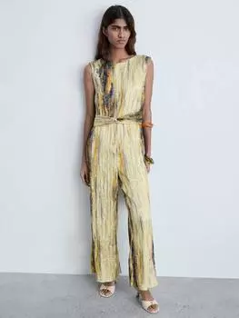 Текстурированный комбинезон aurora из атласа Mango, желтый