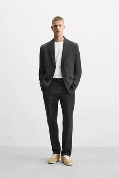 Текстурированный костюмный пиджак ZARA, антрацитово-серый