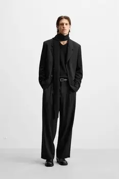 Текстурированный костюмный пиджак ZARA, черный