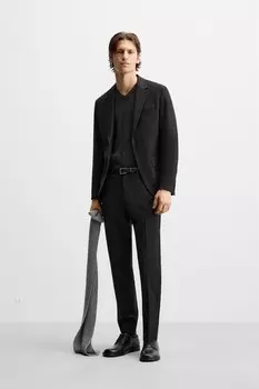 Текстурированный костюмный пиджак ZARA, черный