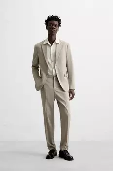 Текстурированный костюмный пиджак ZARA, кэмел