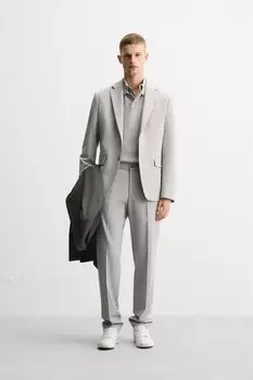 Текстурированный костюмный пиджак ZARA, камень