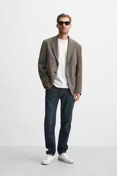 Текстурированный костюмный пиджак ZARA, коричневый