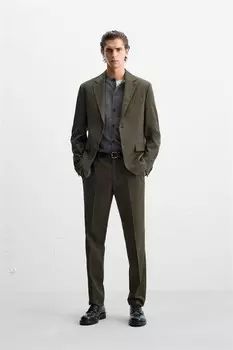 Текстурированный костюмный пиджак ZARA, мох зеленый