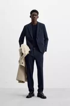 Текстурированный костюмный пиджак ZARA, синий