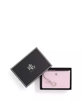 Текстурированный кожаный картхолдер на молнии Lauren Ralph Lauren, розовый