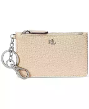 Текстурированный кожаный картхолдер на молнии Lauren Ralph Lauren, коричневый/бежевый