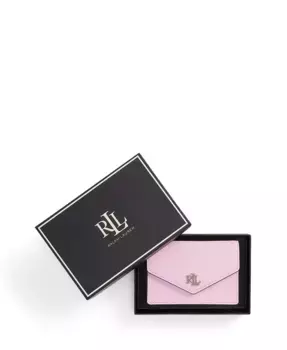 Текстурированный кожаный картхолдер с клапаном Small Flap Lauren Ralph Lauren, розовый