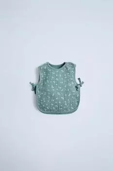 Текстурированный нагрудник с листьями xl ZARA, цвет duck blue