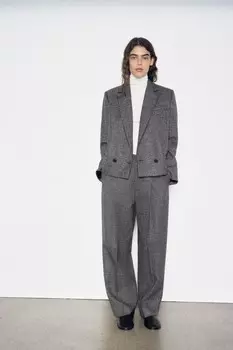 Текстурированный пиджак из 100% шерсти коллекция zw ZARA, серый
