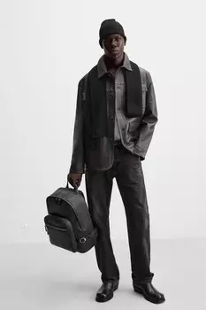 Текстурированный рюкзак ZARA, черный