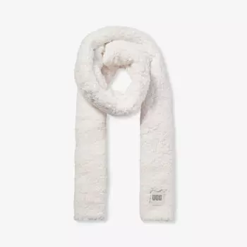 Текстурированный шарф из искусственного меха с фирменной нашивкой Ugg, цвет nimbus