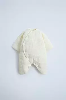 Текстурированный стеганый комбинезон ZARA, экрю