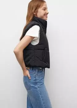 Текстурированный стеганый жилет MANGO, черный