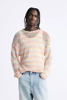 Текстурированный свитер с эффектом наизнанки ZARA, разноцветный