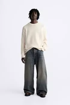 Текстурированный свитер с рифами ZARA, экрю