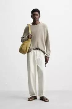 Текстурированный свитер свободного кроя ZARA, цвет Brown/Taupe