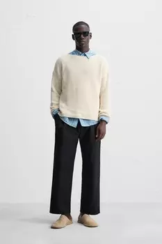 Текстурированный свитер ZARA, экрю