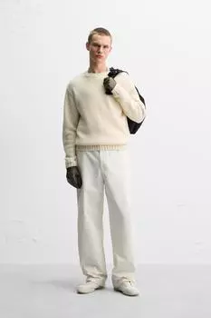Текстурированный свитер ZARA, экрю
