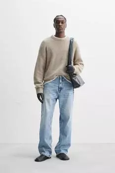 Текстурированный свитер ZARA, бежевый