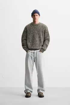 Текстурированный свитер ZARA, черный