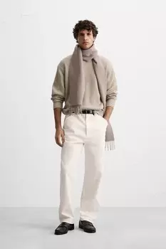 Текстурированный свитер ZARA, коричневый/серо-коричневый