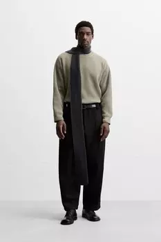 Текстурированный свитер ZARA, коричневый/серо-коричневый