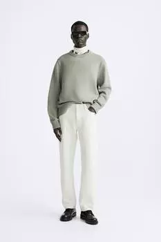 Текстурированный свитер ZARA, серо-зеленый