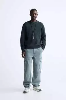 Текстурированный свитер ZARA, синий