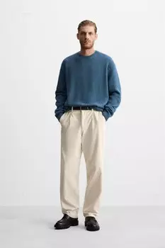 Текстурированный свитер ZARA, синий/зеленый