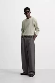 Текстурированный свитер ZARA, светло-зеленый