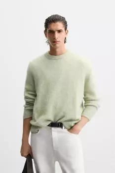 Текстурированный свитер ZARA, светло-зеленый