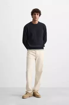 Текстурированный свитер ZARA, темно-синий