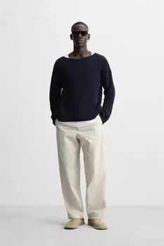 Текстурированный свитер ZARA, темно-синий