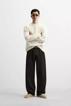 Текстурированный свитер ZARA, устрично-белый