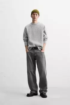 Текстурированный свитер ZARA, жемчужно-серый