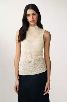 Текстурированный топ без рукавов Next, бежевый