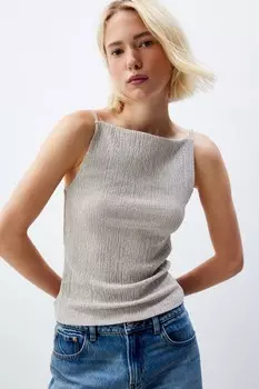 Текстурированный топ без рукавов с квадратным вырезом Next, серый