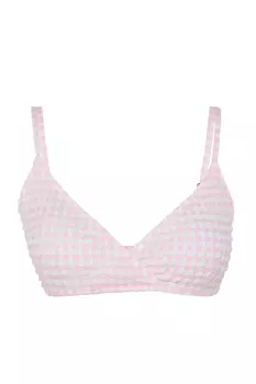 Текстурированный топ бикини с треугольными чашечками Powder Gingham Trendyol, розовый