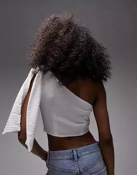 Текстурированный топ на одно плечо Topshop цвета слоновой кости