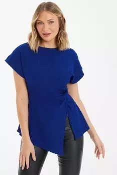 Текстурированный топ-обертка королевского синего цвета QUIZ Clothing